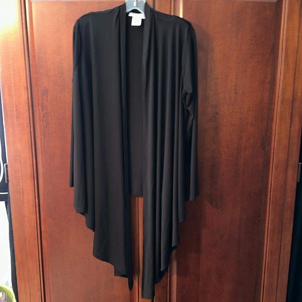 Storyline  wrap cardigan in black. Size Medium/Large. Excellent condition!